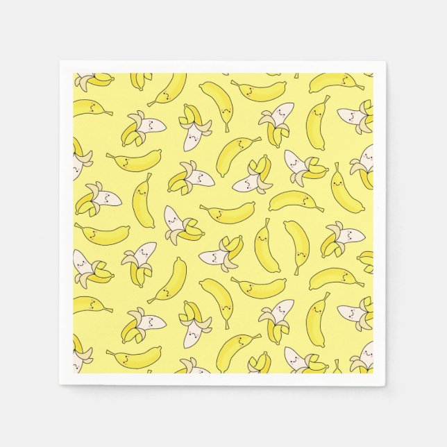 Cute Banana Kids Birthday Kawaii Napkin (Front)