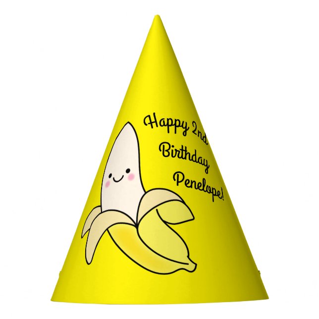 Cute Banana Kids Birthday Kawaii Party Hat (Front)