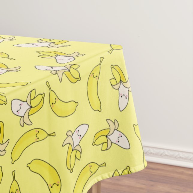 Cute Banana Kids Birthday Kawaii Tablecloth (In Situ)