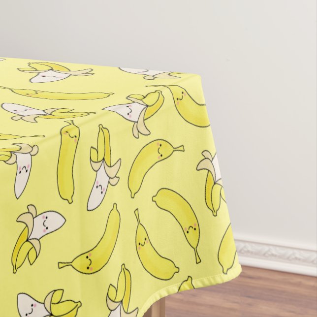Cute Banana Kids Birthday Kawaii Tablecloth (In Situ)