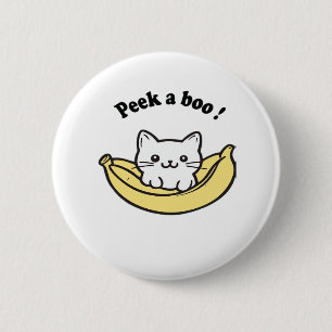 Cute , Banana, Peekaboo !, Japan, , Kitten 6 Cm Round Badge