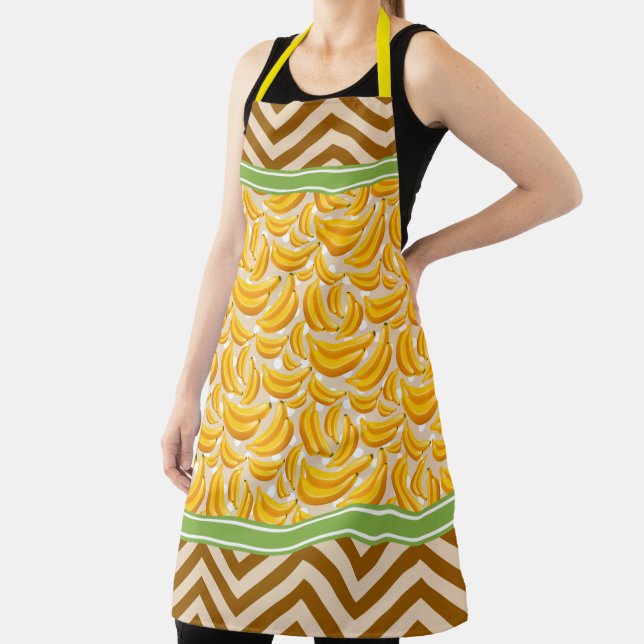 Cute Banana Polka Dot & Chevron Yellow Apron (Insitu)