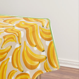 Cute Banana Polka Dot & Chevron Yellow Tablecloth
