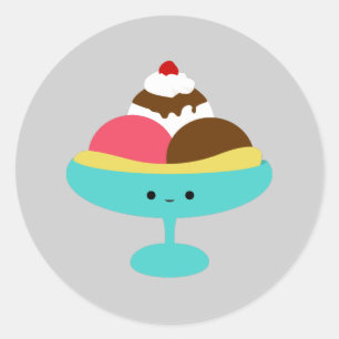 Cute Banana Split Classic Round Sticker
