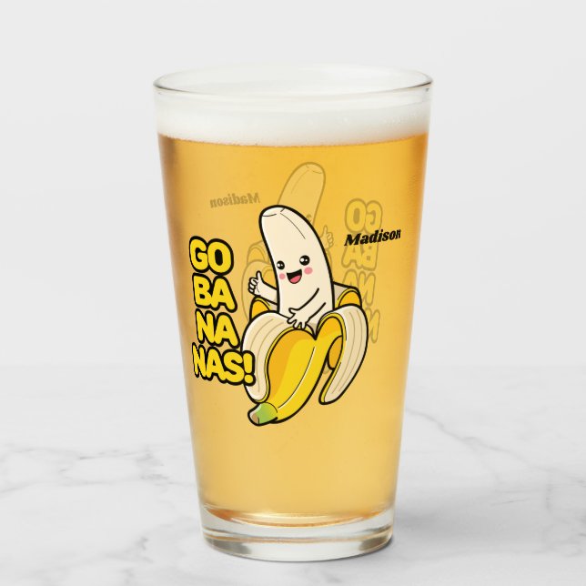Cute Bananas custom name Glass (Back Filled)
