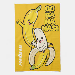 Cute Bananas custom name Tea Towel
