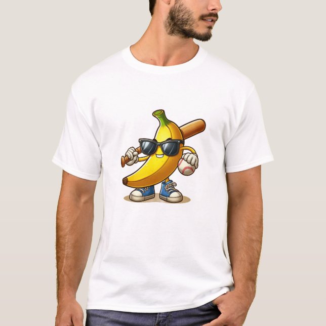 Cute Bananas Holding Baseball Bat For Baseball  T-Shirt (Front)