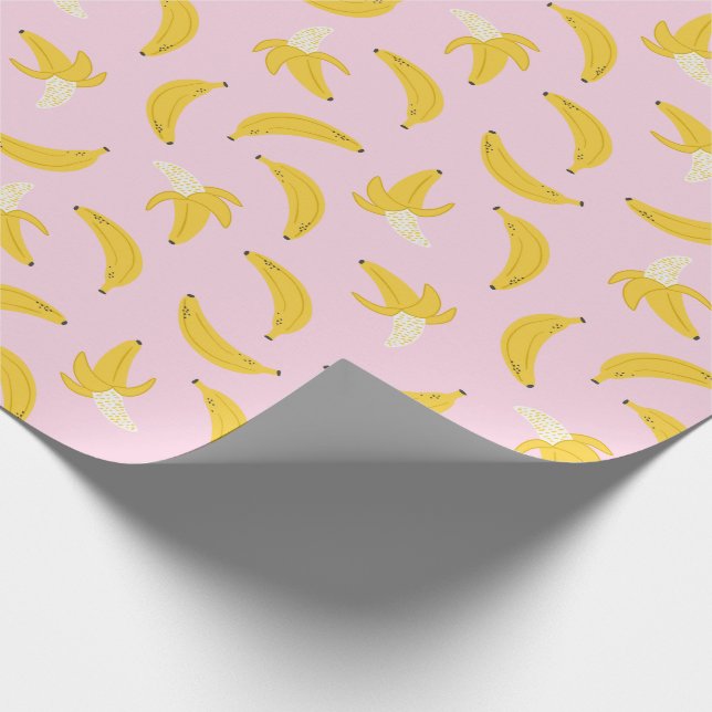 Cute Bananas on light Pink Wrapping Paper (Corner)