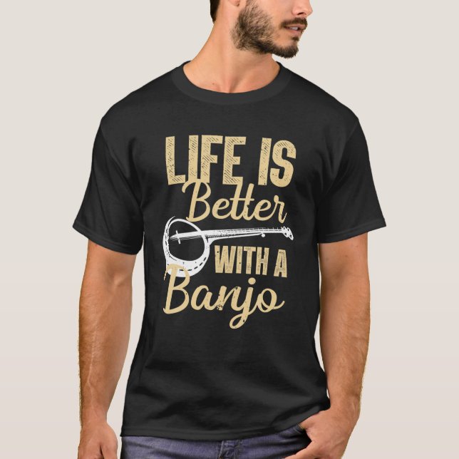 Cute Banjo For Men Women Bluegrass Country Music B T-Shirt (Front)