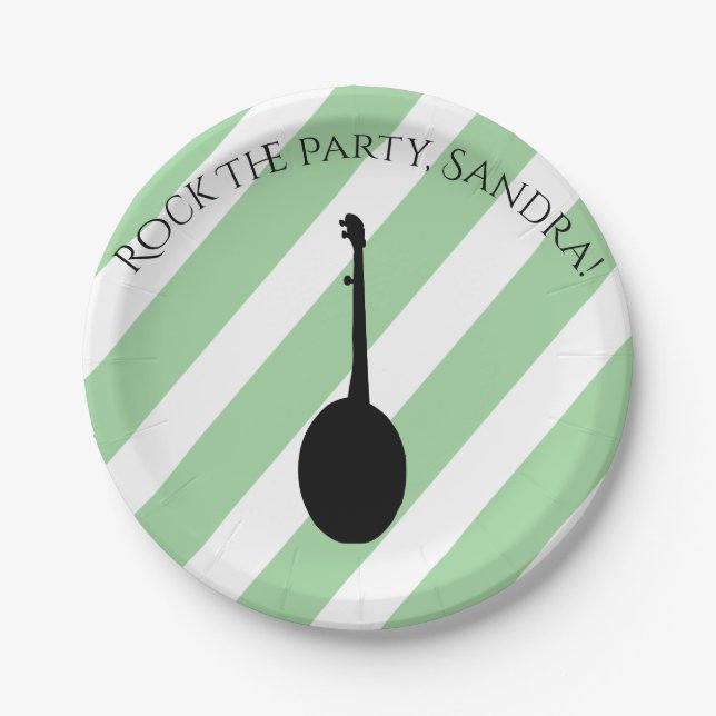 Cute Banjo Rock And Roll Musical Instruments  Paper Plate (Front)