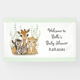 Cute Banner Safari Animals for Baby Shower Party