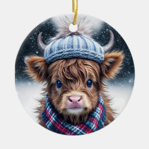 Cute banyard cow animal Rustic Farmhouse country  Ceramic Tree Decoration