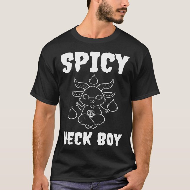 Cute Baphomet Horned Sabbatic Goat Spicy Heck Boy T-Shirt (Front)