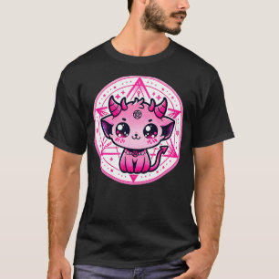 Cute Baphomet Satanic Cat and Artistic Gothic Kawa T-Shirt