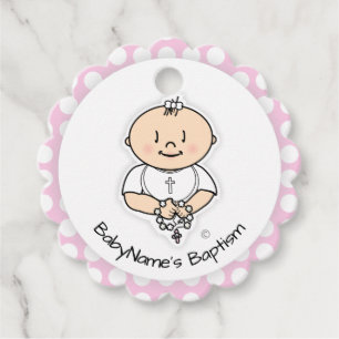 Cute Baptism Gift Tag - Cartoon Baby Boy