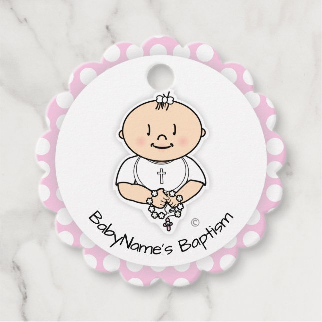 Cute Baptism Gift Tag - Cartoon Baby Boy (Front)