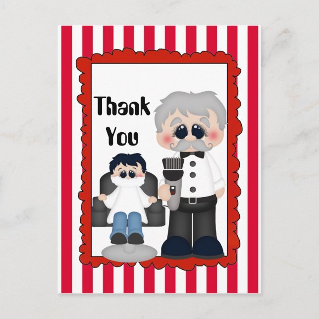 Cute Barber Shop Thank you postcard (Front)