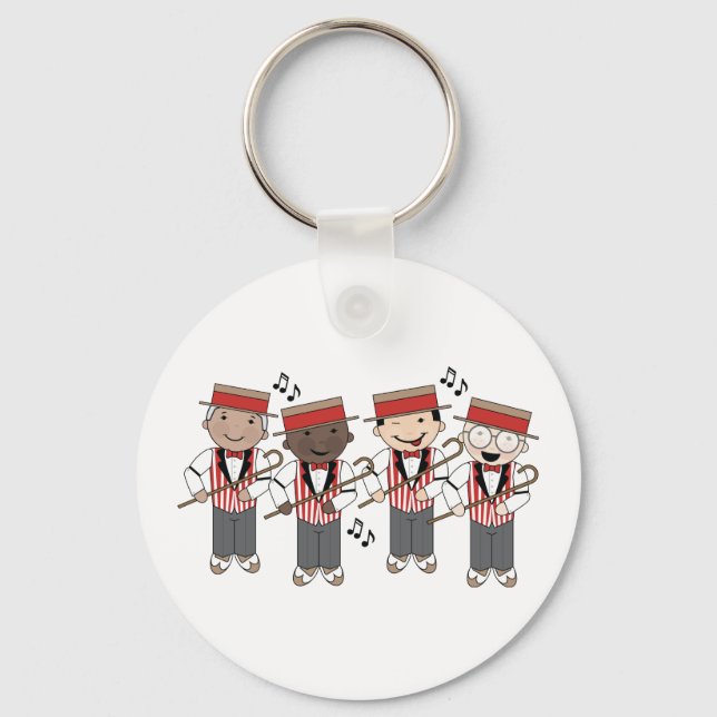 Cute Barbershop Quartet Gift Key Ring (Front)