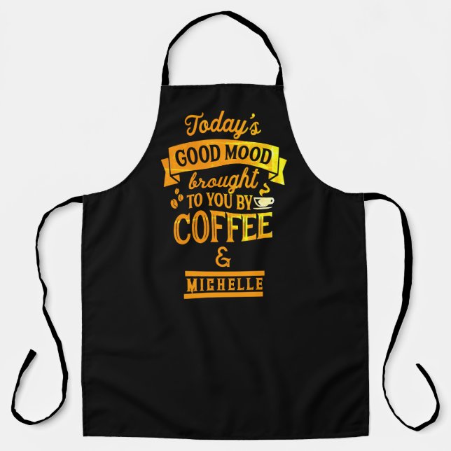 Cute Barista Coffee Apron - Personalized Cafe (Front)
