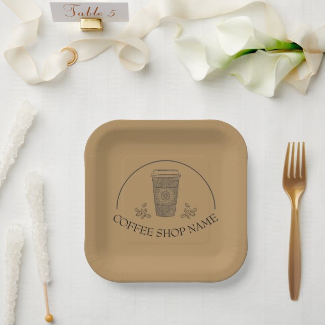 Cute Barista Obsessive Coffee café Paper Plate (Wedding)