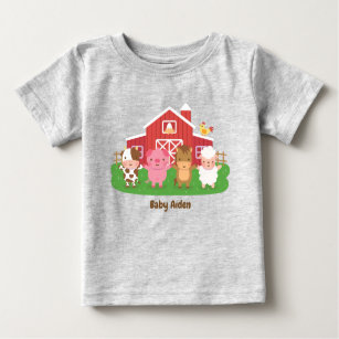 Cute Barn Farm Animals Baby Baby T-Shirt