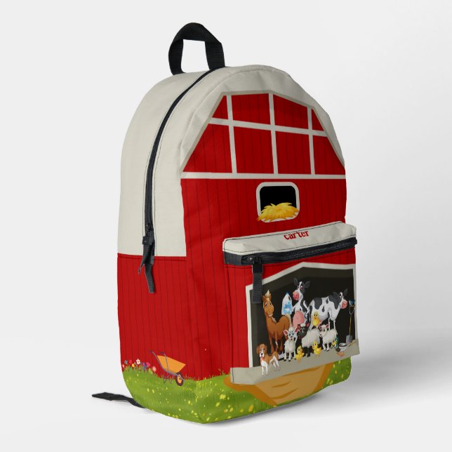 cute barn & farm animals printed backpack (Back Corner Left)