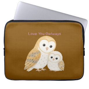 Cute Barn Owl Family Bath Mat Laptop Sleeve