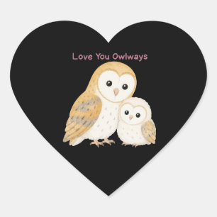 Cute Barn Owl Heart Sticker