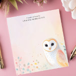 Cute Barn Owl Pastel Feathers Personalised Name Notepad<br><div class="desc">Add a touch of gentle wisdom to your notes with this personalised notepad. A charming illustration of a barn owl, with soft, pastel-coloured feathers, perches in the lower-right corner. The light and airy design creates a peaceful and whimsical feel. Customise this notepad with your own text. Perfect for owl lovers,...</div>