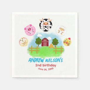 Cute Barn Yard Farm Party Animals Play Balls Napkin