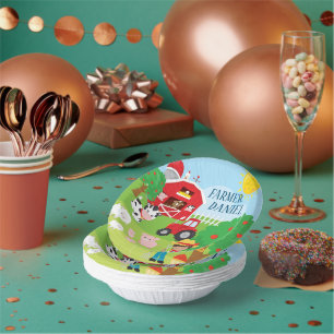 Cute Barnyard Animals, Farmer, Tractor Birthday Paper Plate