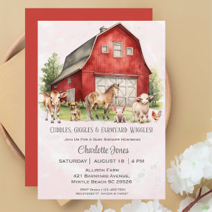 Cute Barnyard Animals Gender Nuetral  Baby Shower  Invitation