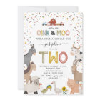 Cute Barnyard Farm 2nd Birthday Invitation