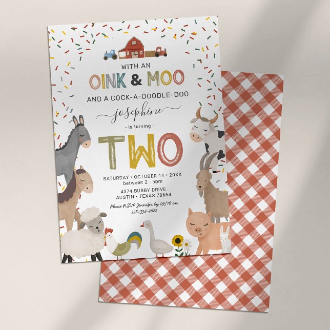 Cute Barnyard Farm 2nd Birthday Invitation (Creator Uploaded)