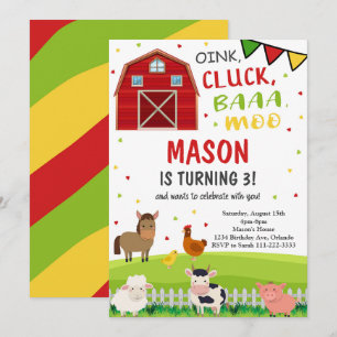 Cute Barnyard Farm Animals Birthday Invitation