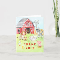 Cute Barnyard Friends Baby Shower Thank You