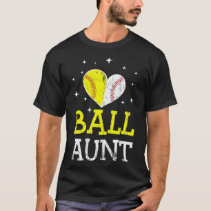Cute Baseball and Softball Aunt Funny Aunt Lover T-Shirt