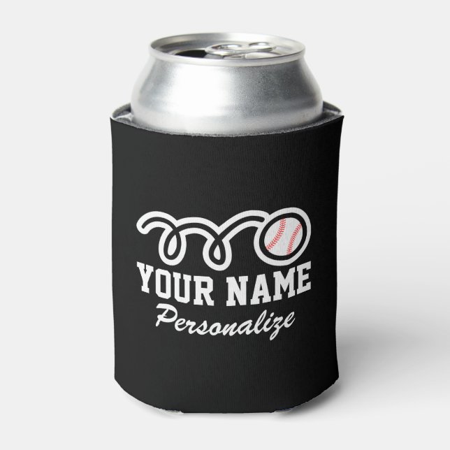 Cute baseball cartoon custom name Birthday gift Can Cooler (Can Front)