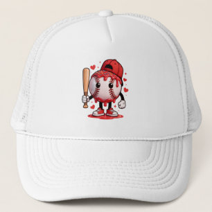 Cute Baseball Drip Cartoon Mascot Kids Sports Tee Trucker Hat