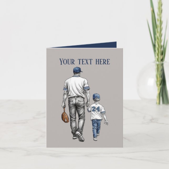 Cute Baseball Father Son add message Card (Front)