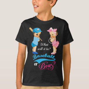 Cute Baseball or Bows Gender Reveal T-Shirt