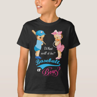 Cute Baseball or Bows Gender Reveal T-Shirt