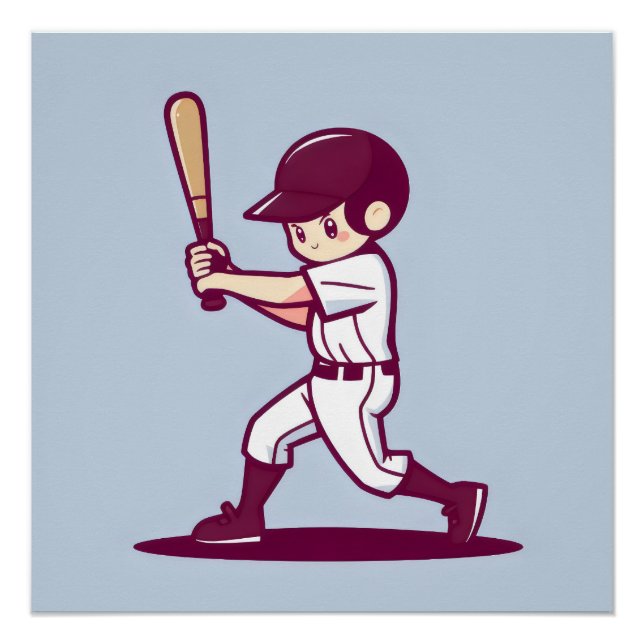 cute baseball player poster (Front)