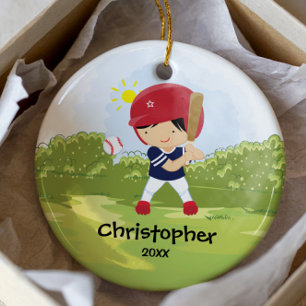 Cute Baseball Player Sport Christmas Ornament