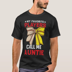 Cute Baseball Softball Players Call Me Auntie Coqu T-Shirt