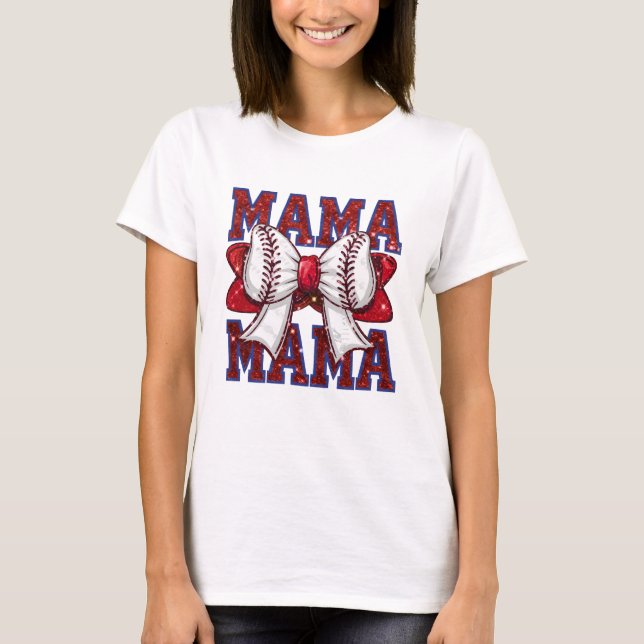 Cute Baseball sports Mum word art  T-Shirt (Front)