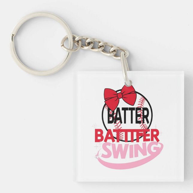  Cute Baseball-Themed "Batter Batter Swing" Design Key Ring (Front)