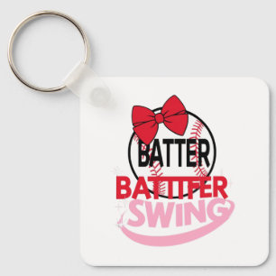 Cute Baseball-Themed "Batter Batter Swing" Design Key Ring