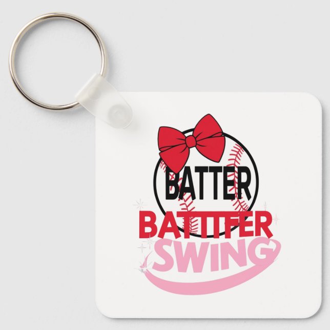  Cute Baseball-Themed "Batter Batter Swing" Design Key Ring (Front)