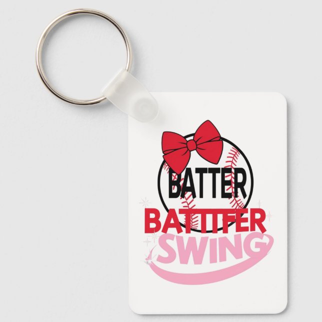  Cute Baseball-Themed "Batter Batter Swing" Design Key Ring (Front)